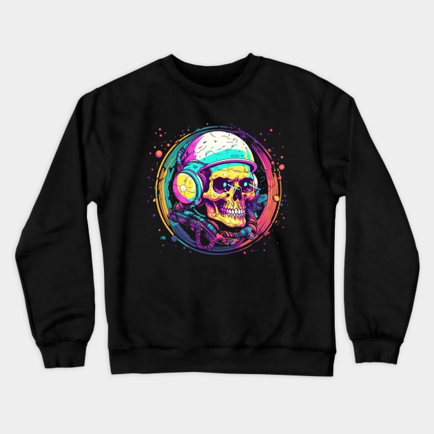Cyberpunk Pilot Skull Crewneck Sweatshirt by TOKEBI